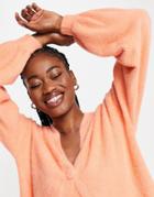 Asos Design Lounge Mix & Match Knitted Fluffy Cardigan In Tangerine-orange