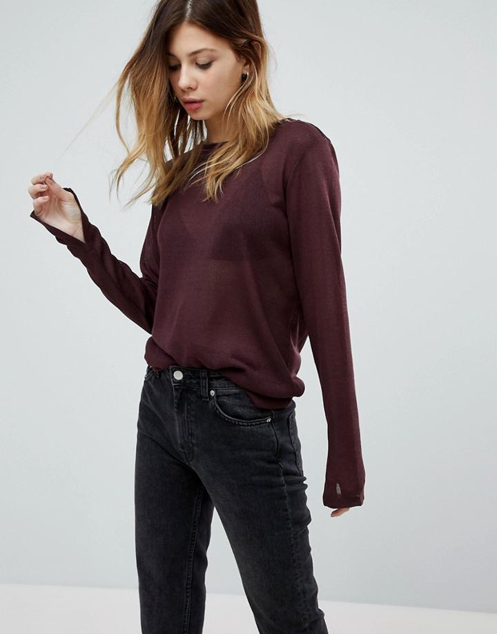 Noisy May Knitted Crew Neck Sweater - Beige