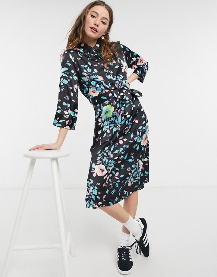 Jdy Shirt Dress In Black Floral Print