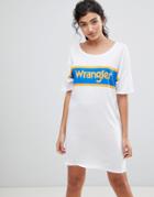 Wrangler Blue And Yellow Logo T-shirt Dress - White