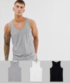 Asos Design Organic Tank 3 Pack Save - Multi