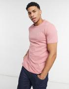 Original Penguin Pin Point Icon Embroidered Logo T-shirt In Dusty Rose Pink