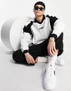 Asos Design Oversized V-neck Sweatshirt In Blocking With Print-white