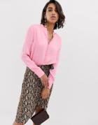 Custommade Button Front Top - Pink