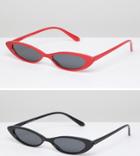 7x 2 Pack Slim Frame Sunglasses - Multi
