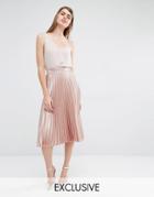 True Violet Midi Pleated Skirt - Rose Gold