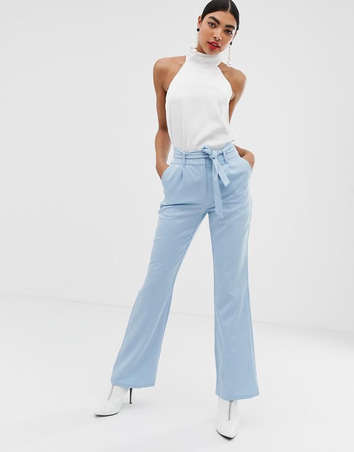 Unique21 Pinstripe Tailored Pants With Belt-blue