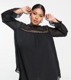 Yours Lace Detail Blouse In Black