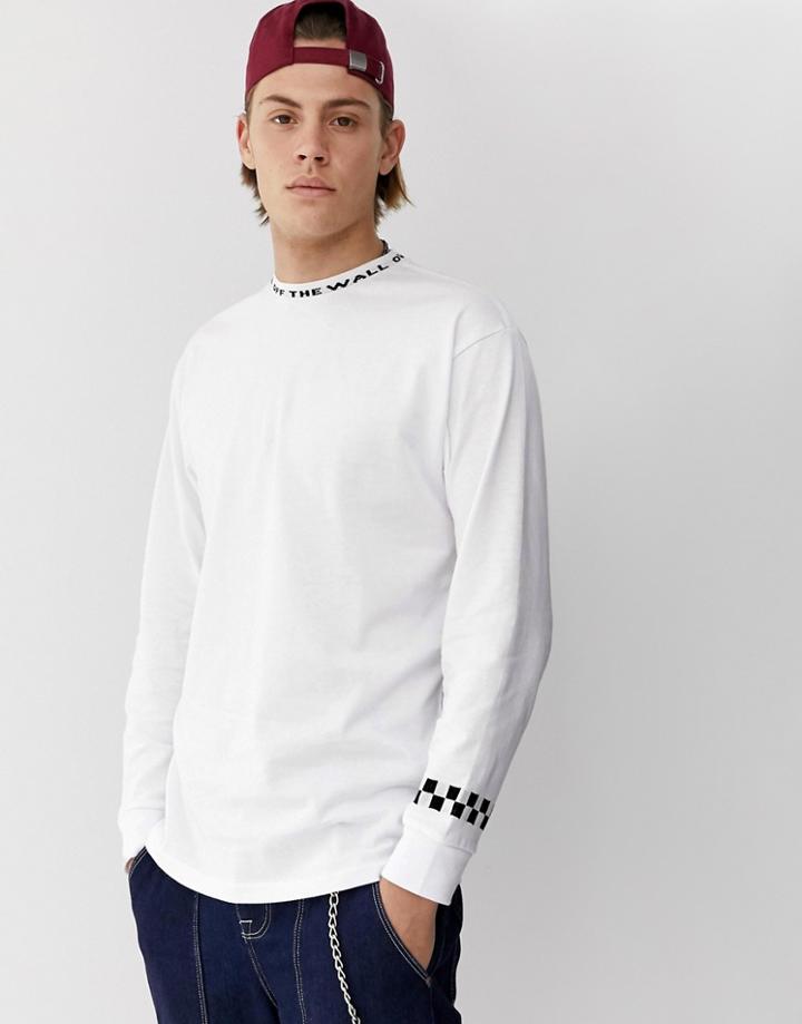 Vans Knit Collar Long Sleeve T-shirt In White