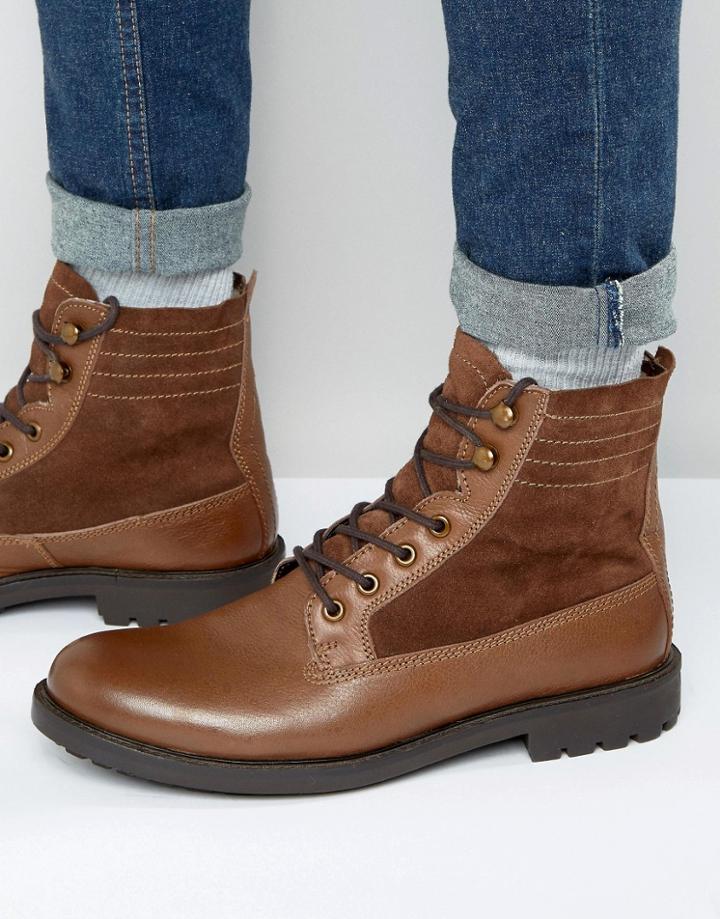 Dune Lace Up Boots Brown Leather - Brown
