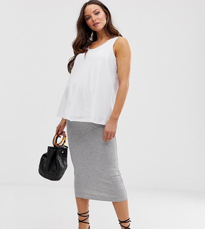 Asos Design Maternity Jersey Longer Length Pencil Skirt-gray