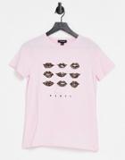 New Look Paris Lips Logo T-shirt In Pink