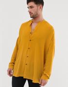 Asos Design Oversized Drop Shoulder Viscose Shirt In Mustard-yellow