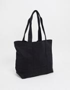 Asos Design Heavyweight Oversized Tote Bag In Black Canvas