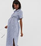 Glamorous Bloom Shirt Dress With Belt In Gingham-navy