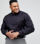 Asos Plus Smart Stretch Regular Oxford Shirt With Button Down Collar In Black - Black