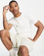 Asos Design Muscle Fit Double Layer T-shirt In Off White-neutral