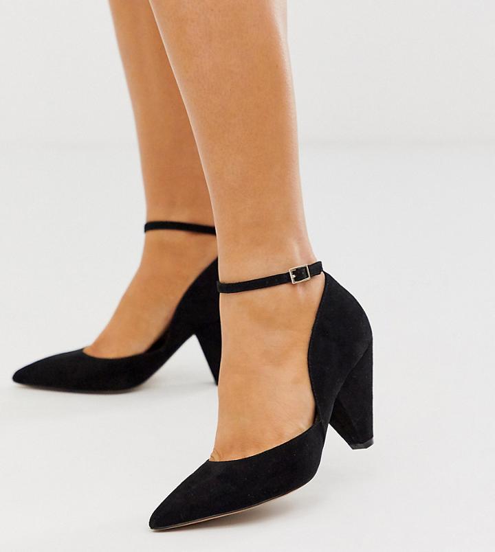 Asos Design Wide Fit Speak Out Pointed Mid-heels In Black - Black