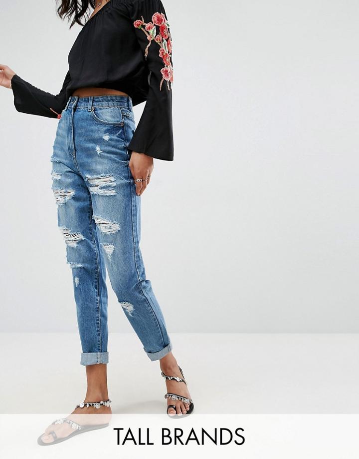 Parisian Tall Ripped High Rise Jeans - Blue