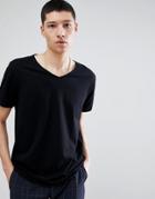 Weekday Dark V-neck T-shirt Black - Black