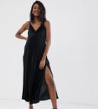 Asos Design Maternity Twist Front Plisse Maxi Dress-black