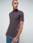 Asos Polo Shirt With Button Down Collar In Purple Marl - Purple