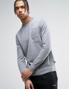Love Moschino Embroidered Chest Logo Sweater - Gray