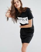Nicce London T-shirt Dress With Opaque Box Logo - Black