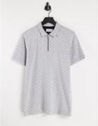 Topman Classic Fit Polo With Diamon Design In Gray-grey