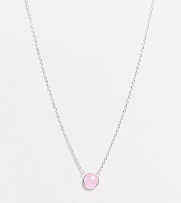 Kingsley Ryan Curve Necklace In Sterling Silver With Pink Quartz