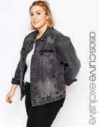 Asos Curve Girlfriend Jacket In Washed Black - Washed Black