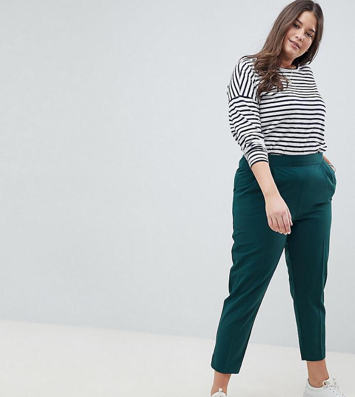 Asos Design Curve High Waist Tapered Pants - Green