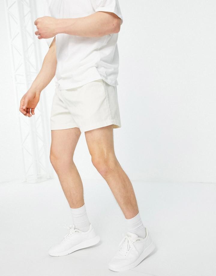 New Look Corduroy Drawstring Shorts In White