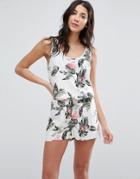Vero Moda Super Easy Poeny Print Romper - Green