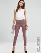 Asos Tall Ankle Grazer Cigarette Pants In Crepe - Purple