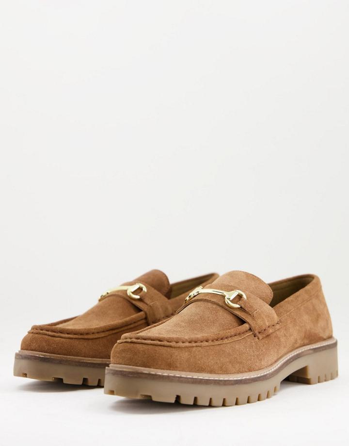 Walk London Sean Chunky Snaffle Loafers In Tan Suede-brown