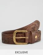 Reclaimed Vintage Embossed Leather Belt - Brown