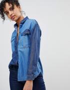 Pepe Jeans Jerry Contrast Denim Shirt - Blue
