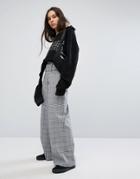 Charms Wide Leg Pants In Check - Gray