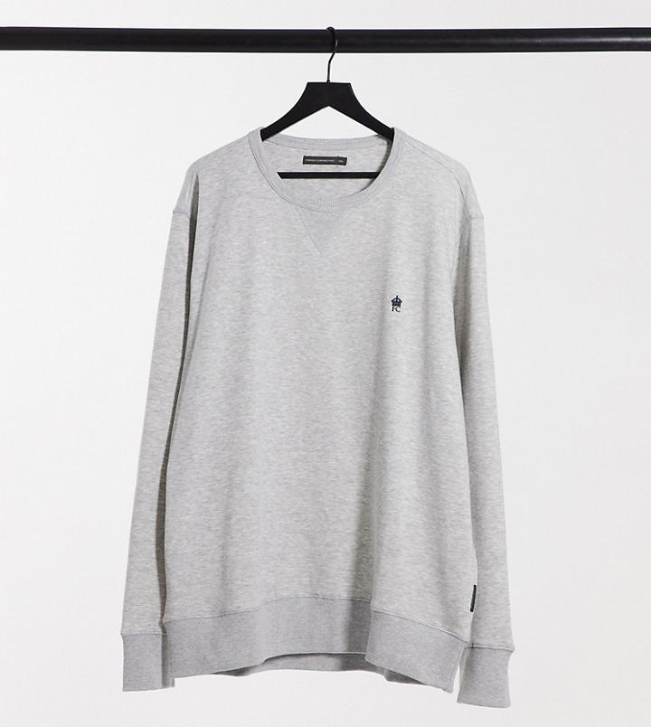 French Connection Plus Essentials Logo Crew Neck Sweater In Gray-grey