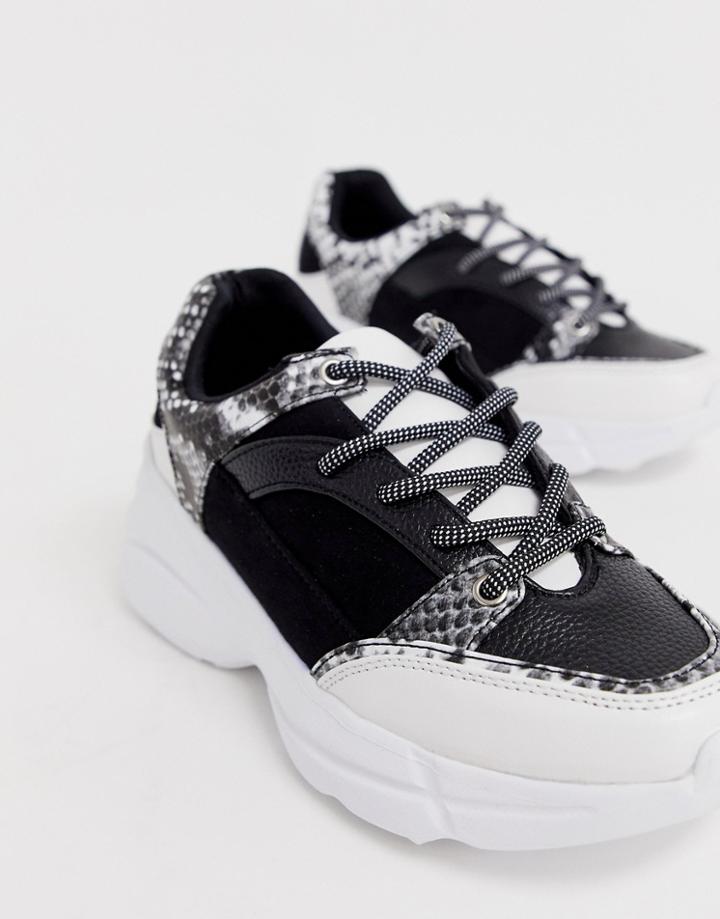 Lost Ink Lace Up Sneaker In Snake - Multi