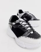 Lost Ink Lace Up Sneaker In Snake - Multi