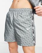 Nike Repeat Pack All Over Logo Print Woven Taping Shorts In Gray-grey