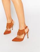 Blink Tassel Sling Heeled Shoes - Tan