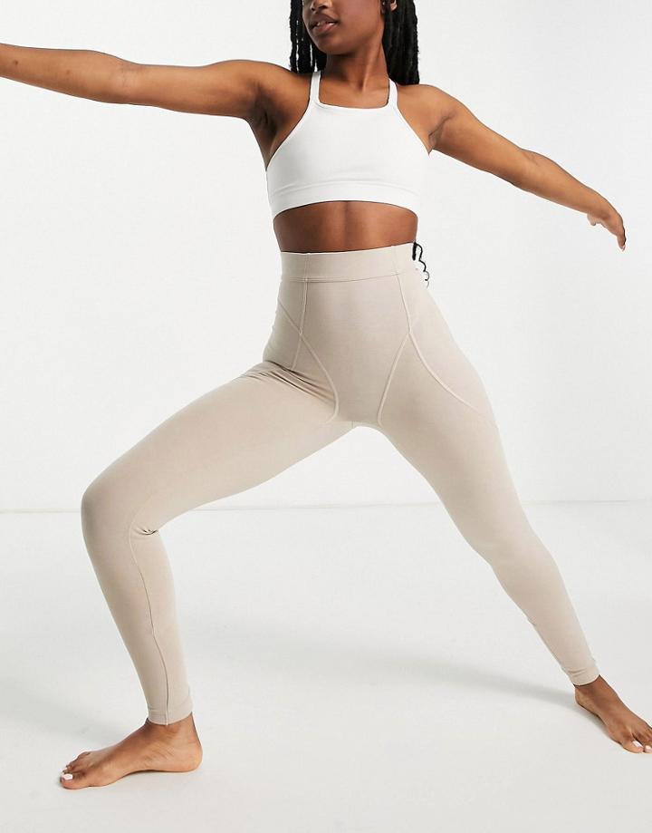Asos 4505 Yoga Leggings With Contour Seaming In Cotton Touch-neutral