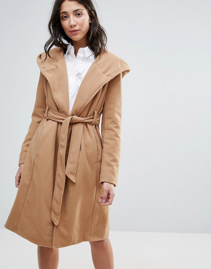 Brave Soul Long Belted Coat - Beige