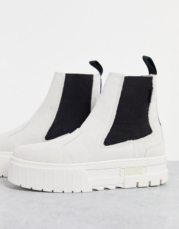 Puma Mayze Platform Chelsea Boot In Off White