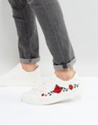 Good For Nothing Sneakers In White With Rose Embroidery - White