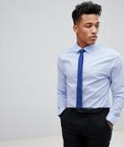 Asos Design Skinny Blue Shirt And Navy Tie Save - Blue