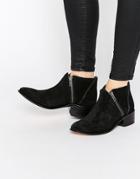 H By Hudson Zip Suede Ankle Boots - Black